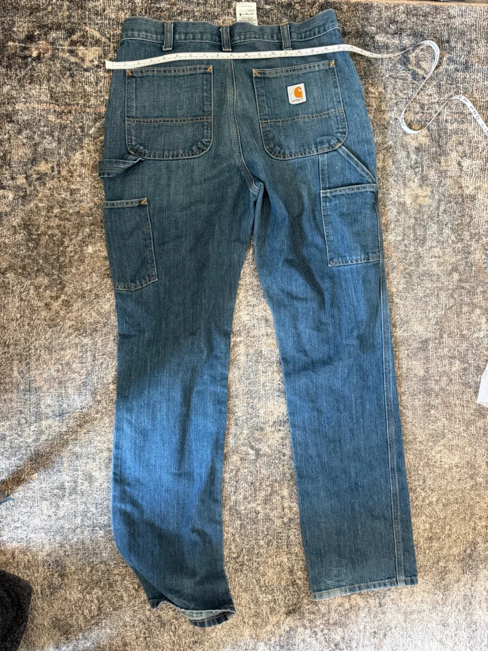Carhartt Men's Relaxed Fit Cargo Jeans in Blue Denim
